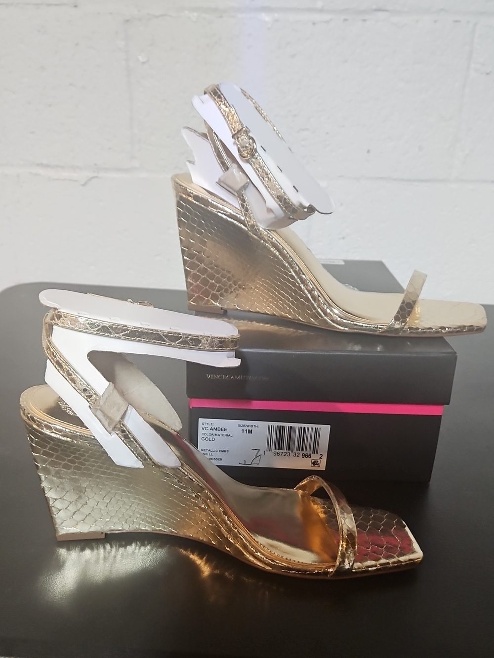 Vince Camuto Metallic Gold Wedge Sandals